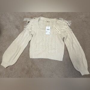 NWT Saltwater Luxe Cream Cable Knit Sweater Size XS
